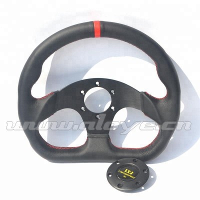 325MM Aluminum Spoke Leather Car Steering Wheel