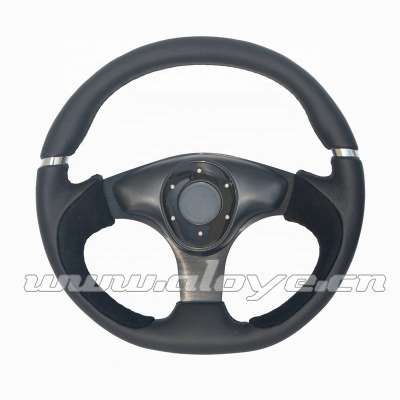 14 Inch Flat Model Suede + Leather Car Steering Wheel